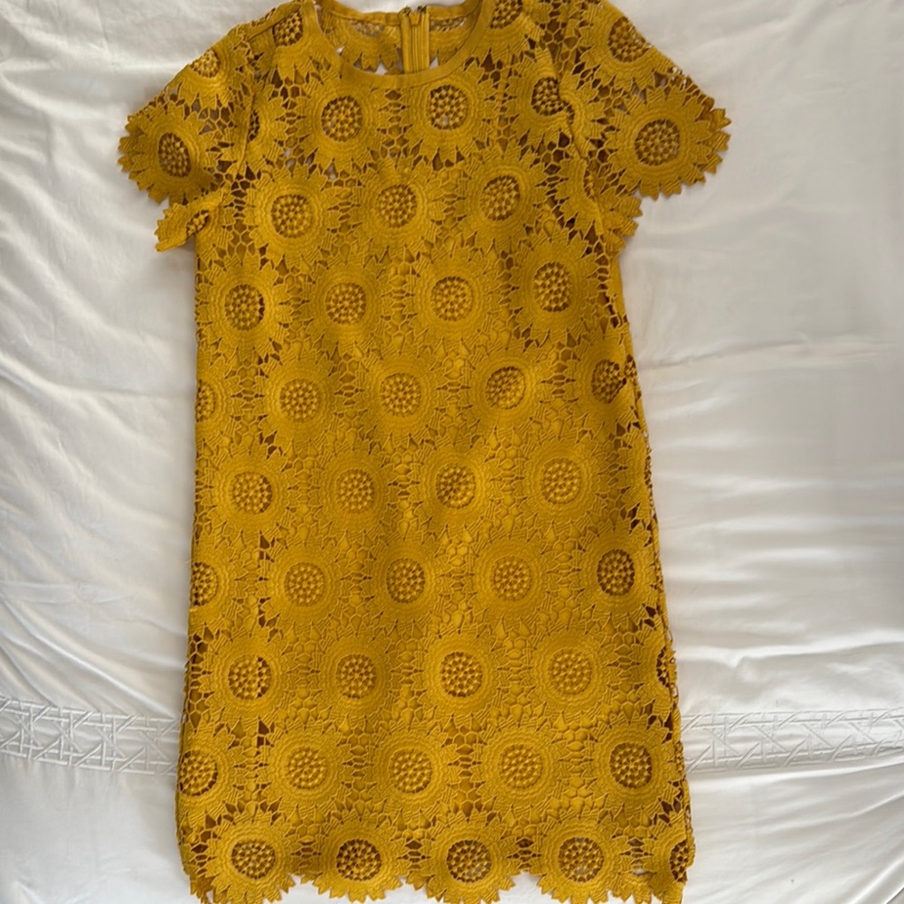 LOFT Mustard Yellow Lace Dress